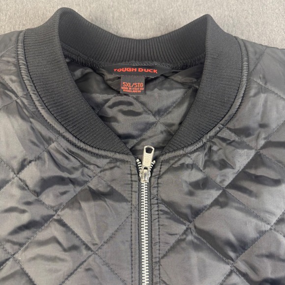 Tough Duck Men's Black Quilted Bomber Jacket 5XL/5XLT Tall Lightweight Coat - Picture 1 of 10